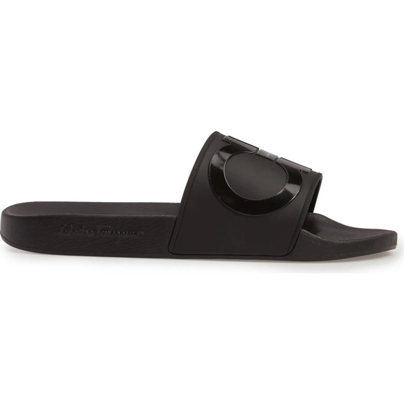 SALVATORE FERRAGAMO BLACK SLIDE SANDALS - Picture 3 of 13